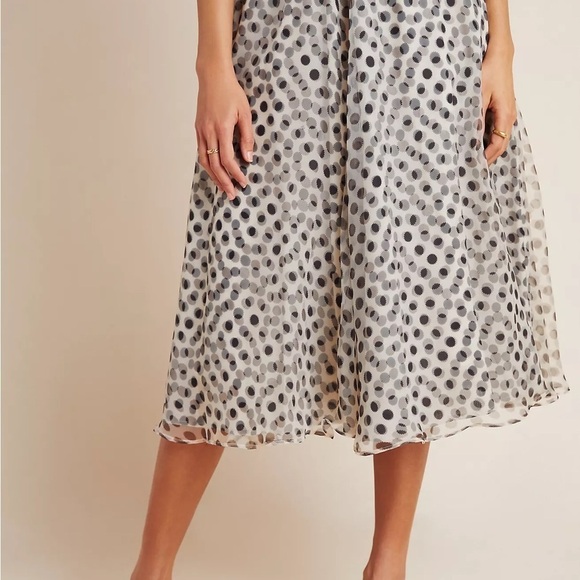 Anthropologie / NWT Dhruv Kapoor Kimmi A-Line Polka dot sheer Midi Skirt XS - Picture 2 of 9